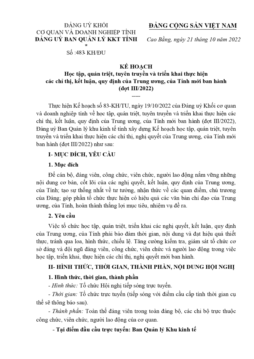 ke hoach hoc tap quan triet tuyen truyen va trien khai thuc hien cac chi thi ket luan quy dinh cua trung uong cua tinh moi ban hanh dot iii 2022 page 0001